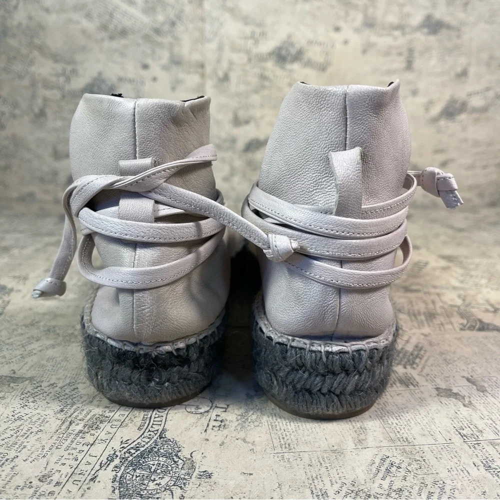 Zero + Maria Cornejo Zana Leather Flatform Lace-Up Espadrille Ankle Shoes Spain